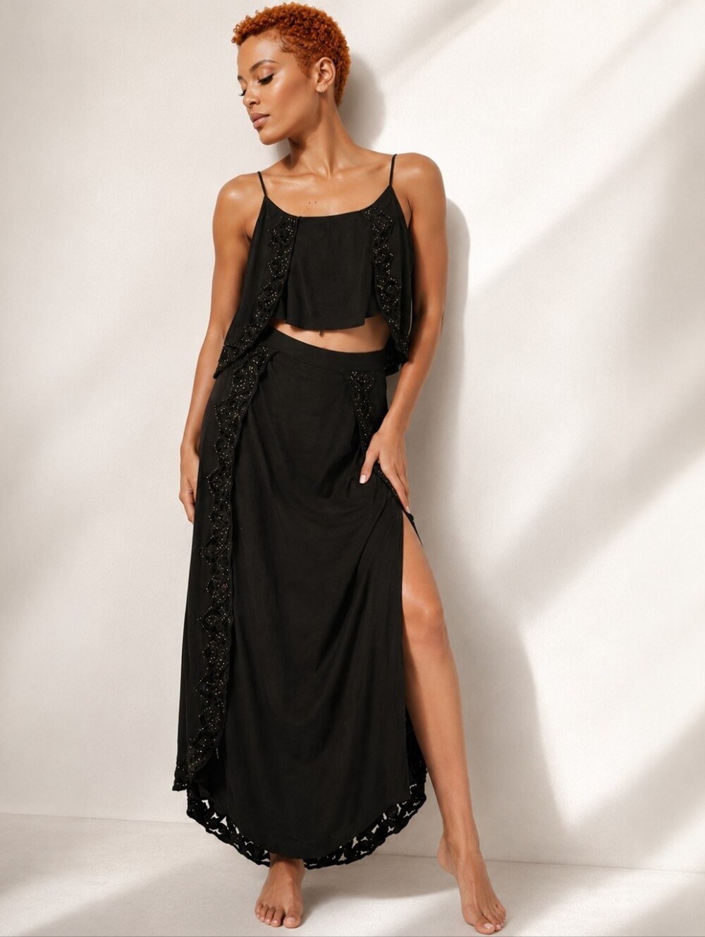 Cleobella Maxi Hand Beaded Skirt NWT